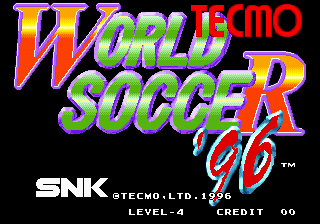 Tecmo World Soccer 96 title screen for Neo Geo